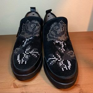 Donald J. Pliner Black Suede Studded Sneakers, 5.5